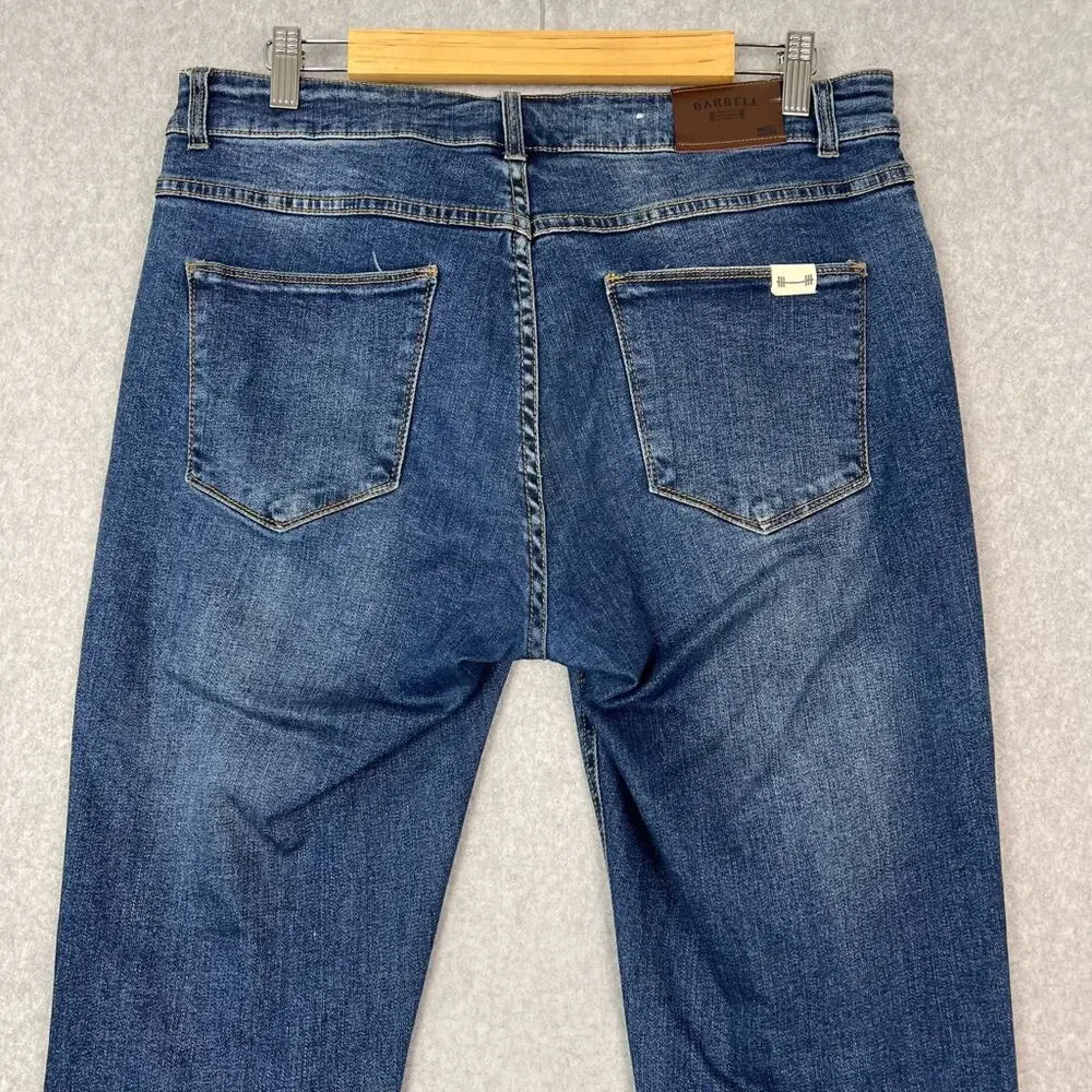 Barbell Apparel Mens 30 Slim Fit Straight Leg Jeans Blue Stretch Denim
